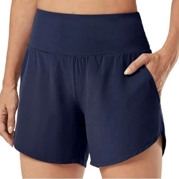 Athletic Shorts, Women 2 Inch; Navy color Medium zipper Pocket Lightweight. NWOT - Picture 1 of 4